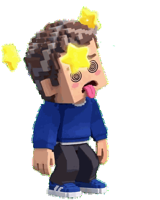 Dave voxel character, Dazed animation